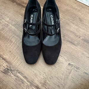 Carel Paris Black Suede Women's Mary Jane Heels